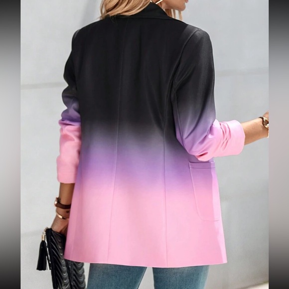 Classic Lapel Collar Long Sleeve Ombre TieDye Business Casual Jacket LIGHTWEIGHT - Picture 2 of 6